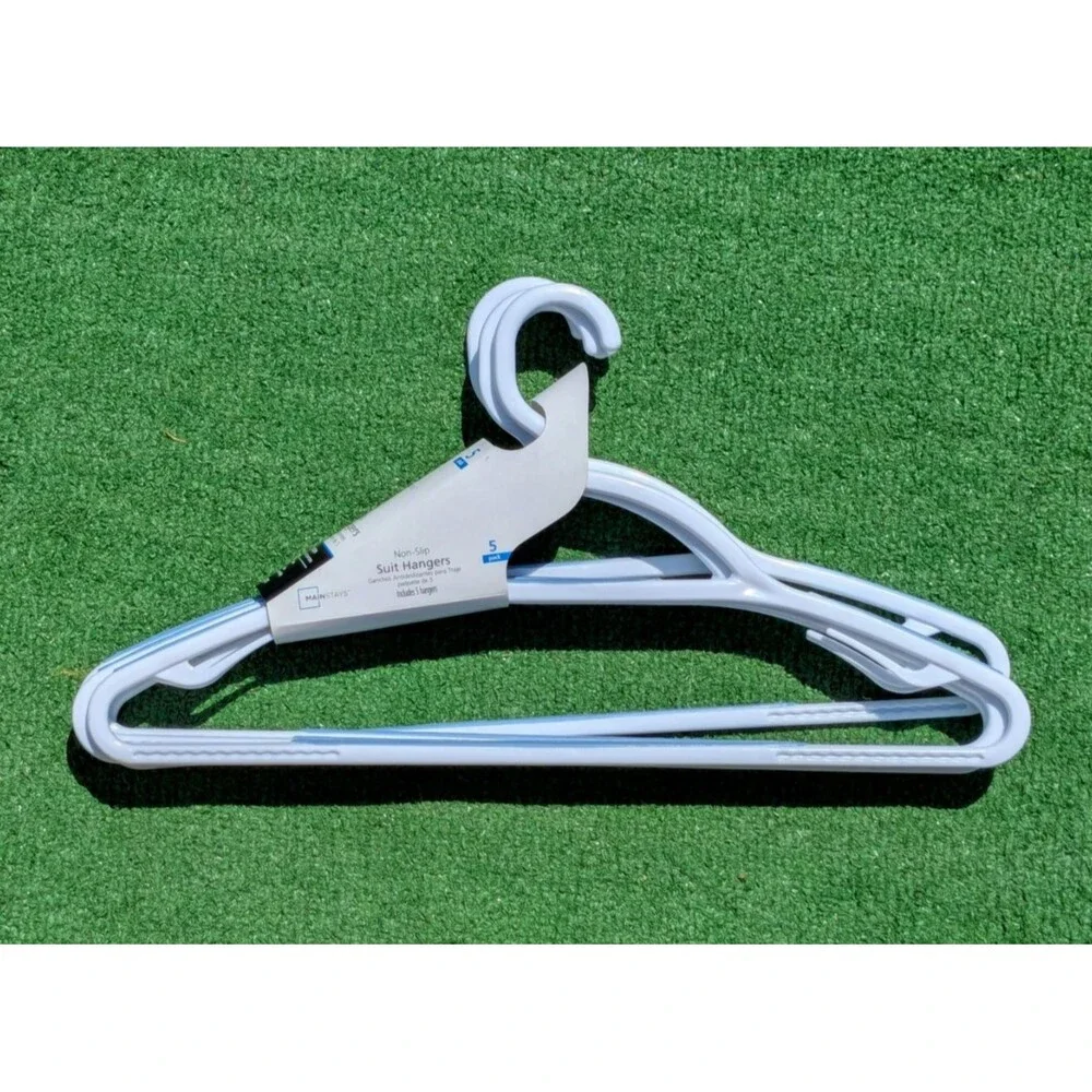 Mainstays Non-Slip Suit Clothing Hangers 5 Pack Swivel Neck White & Blue NWT